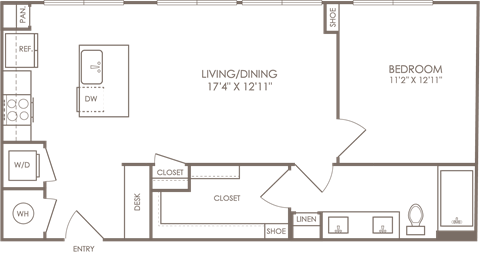 a floor plan of a living room with a bedroom and a dining room